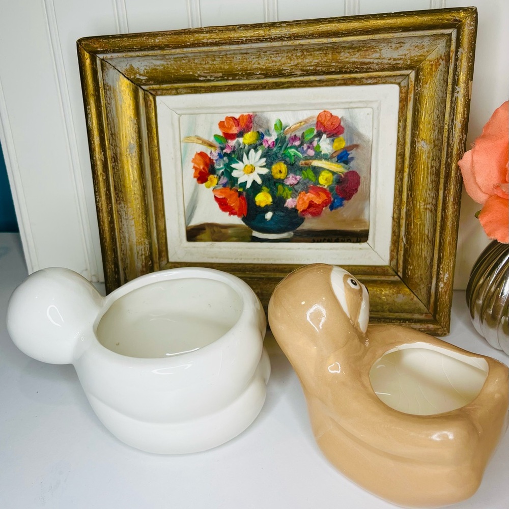 2 CERAMIC SLOTHS PLANTERS - Picture 4 of 7